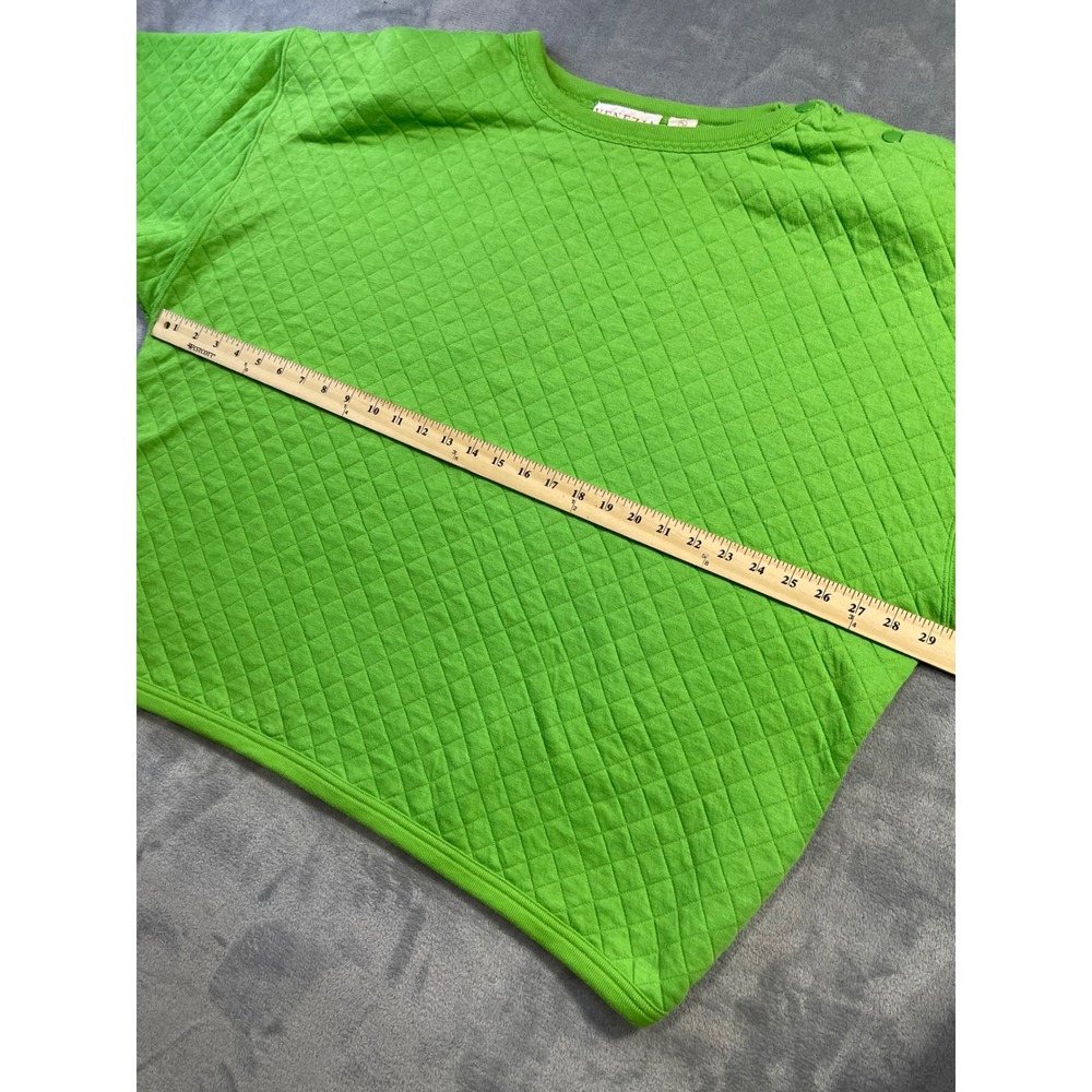 Venezia Womens Vintage Quilted Pullover Sweatshirt 26/28 Green Snap Shoulder - Picture 4 of 8